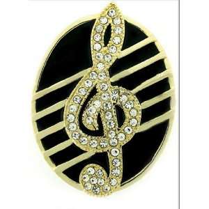  Hip Hop Bling Iced Out Gold Tone Music Note Belt Buckle 