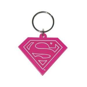 Superman   DC Comics   Rubber Keychain / Key Ring (Pink Shield) (Size 