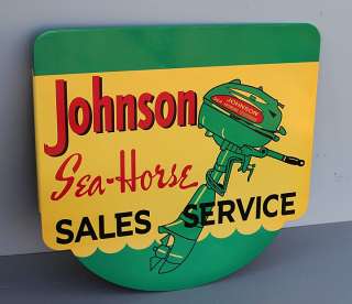 JOHNSON SEAHORSE Sales Service Flange Sign w/Outboard Boat Motor new 
