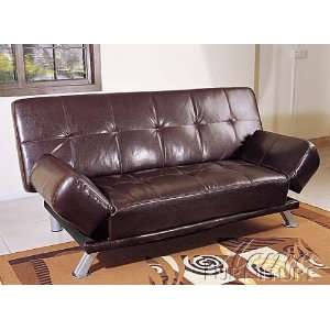  Adjustable Futon Sofa with Tufted Design in Chocolate 