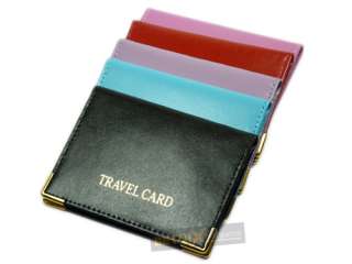 Leather Travel Card Bus pass holder Black Red Pink Blue  