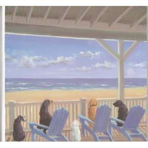  Beach Wall Plaque Motiff Dogs on Porch  9X9