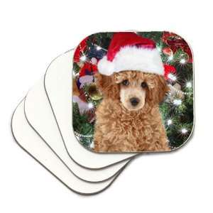  Poodle Set of 4 Christmas Coasters