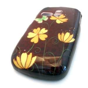 Samsung R355c Brown Yellow Sunflower Butterfly Design Gloss HARD Case 