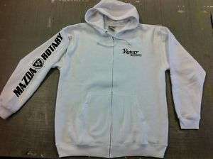 MAZDA ROTARY White Zip HOODIE for R100 RX2 RX3 RX4 RX7  
