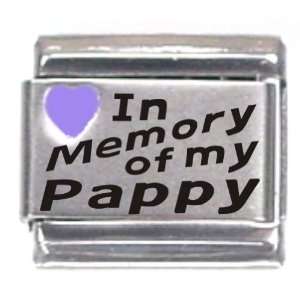  In Memory Of My Pappy Purple Heart Laser Italian Charm 