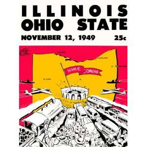  Game Day Program Cover Art   OHIO STATE (H) VS ILLINOIS 1949 AT OHIO 