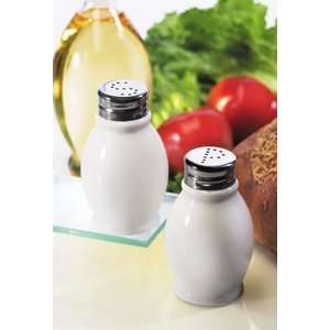  White Ceramic Salt Pepper Shakers Round