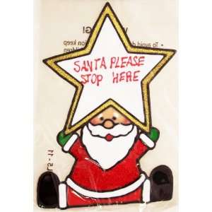   Window Sticker   30cm Santa Please Stop Here Design 