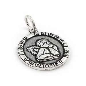    Sterling Silver Our Angel Protect Us Charm Pendant Jewelry