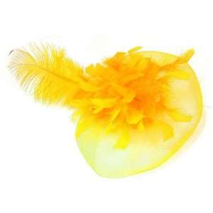   Mesh Fascinator Veil Hair Clip/ Cocktail Hat   Yellow 