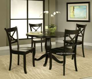 5P Black Finish Round Dining Table and Chair Set 07168  