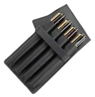 Rosetta Napa Leather 4 Slot Pen Case BLACK  