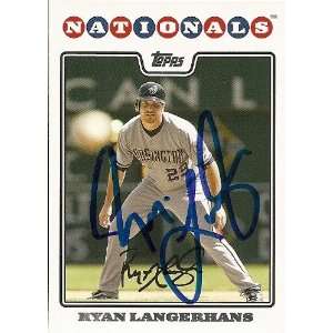 Ryan Langerhans Signed Nationals 2008 Topps Card