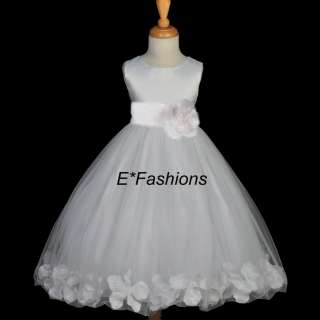 WHITE WEDDING ROSE FLOWER GIRL DRESS 12 18M 2 4 6 8 10  