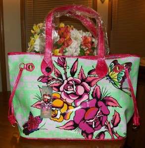 NWT ED HARDY BY CHRIS.AUD ROSALIND COMING UP ROSES TOTE  