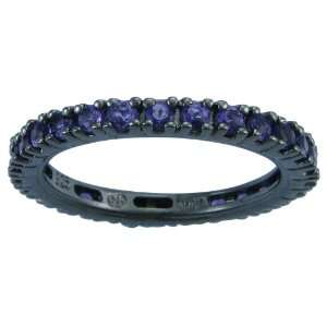  Ruthenium Over Sterling Silver Amethyst Eternity Band Ring 