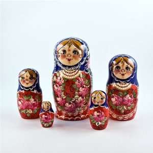 com Russian Nesting Dolls, Matryoshka, 5 pcs/ 7 Pearl Beads Russian 