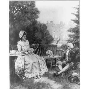   on the Lawn,Man and woman in colonial dress,c1917,Clyde O. Deland,Cat