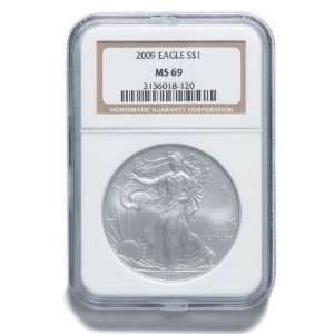  20ct. 2009 $1 Silver American Eagle MS69 NGC w/ NGC Case 