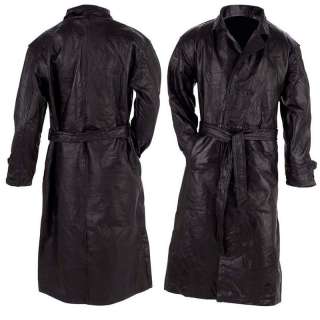 Giovanni Navarre Mens Black Leather Trench Coat   Size 2X
