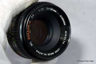 Minolta MC Rokkor PF 50mm f1.7 lens manual focus B+ 043325400308 