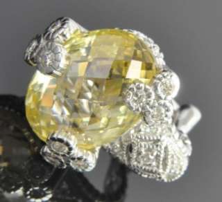 Judith Ripka 18K White Gold Canary Crystal Diamond Omega Clip On 