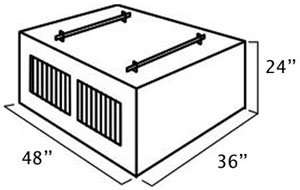 Dimensions of the UWS DB 4836 48 inch Southern 2 Door Dog Box with 