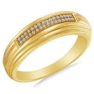   Wedding Band Ring   w/ Micro Pave Set Round Diamonds   (1/10 cttw