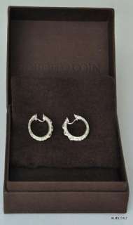   ROBERTO COIN 18K White Gold 3 Diamond Oval Hoop Earrings SALE  