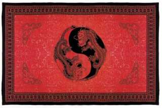 Red YIN YANG DRAGON TAPESTRY Altar Cloth wicca pagan  