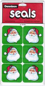 New pack Vintage Dennison Christmas Santa Claus Seals Stickers 8 