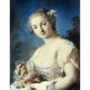 Summer a Girl Holding Peaches Rosalba Carriera. 11.75 inches by 14 