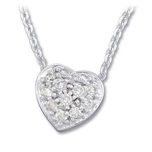  14K White Gold Necklace Diamond Heart Necklace Jewelry