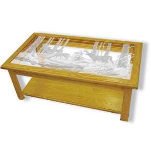  Whitetail Deer Etched Glass   Whitetail Deer Coffee Table Furniture 