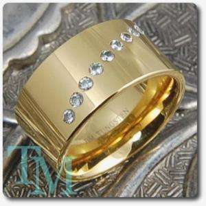 Mens Tungsten 14K Gold King Diamonds Rings Rare Jewelry  