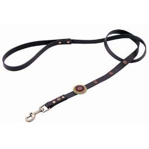  Gold Sand Stone Circle Brown Leather Dog Leash   Small 