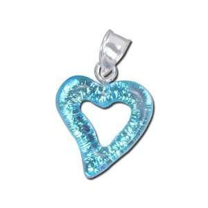    16mm Blue Heart Dichroic Glass Pendant Arts, Crafts & Sewing