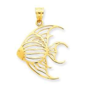  14k Yellow Gold Polished Cut Out Angelfish Pendant 