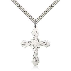 925 Sterling Silver Cross Medal Pendant 1 1/4 x 7/8 Inches 6037SS3 