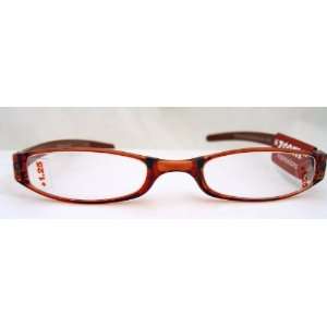   B212) Reading Glasses, Clear Red Plastic Frame, +1.25 