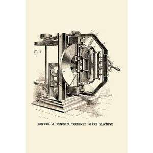  Vintage Art Bowker & Bensels Improved Stave Machine 