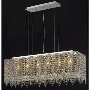 Moda 6 Light Rectangle Pendant in Chrome with 1 Layer of Crystal Size 