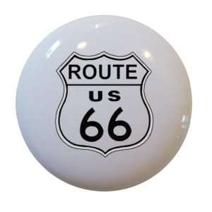  Route 66 Road Sign Ceramic Cabinet Drawer Pull Knob