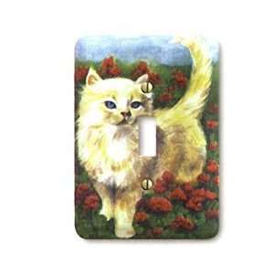   Decorative steel rose garden cat switchplate cover