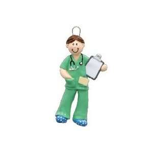  8197 Scrubs Male Brunette Personalized Christmas Ornament 