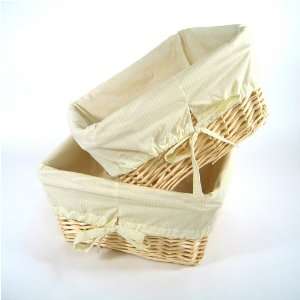  Nursery Basket 2 Pack Natural with Yellow Gingham Liner 