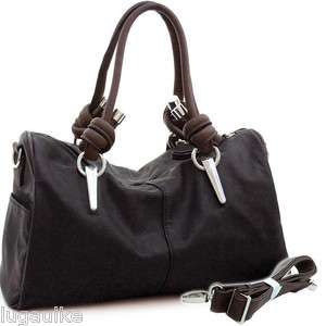 New Designer inspired fashion duffel shoulder bag handbag Purse Black 
