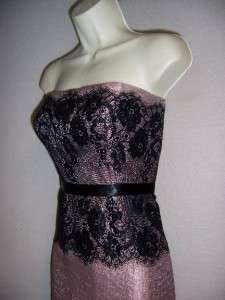 ADRIANNA PAPELL Strapless Pink/Black Lace Cocktail Reversible Bolero 