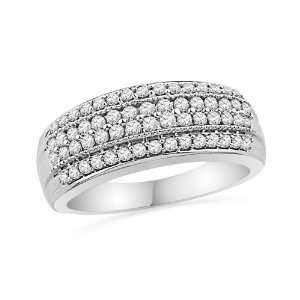  10KT White Gold Round Diamond Fashion Band Ring (1/2 cttw 